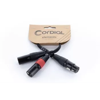 Cordial EY 0,3 m XLR Y-adapterikaapeli - 1x XLR naaras 2x XLR uros, musta 14880