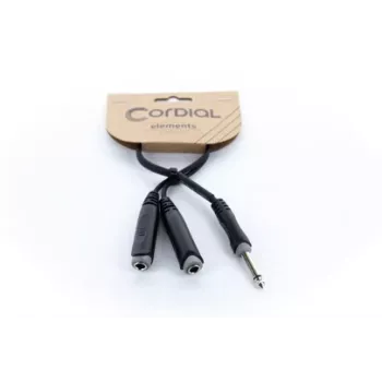 Cordial EY 0.3 PGG Y-adapterikaapeli 1x 6,3 mm mono-plugi 2x 6,3 mm mono-liitin 0,3 m musta 14884