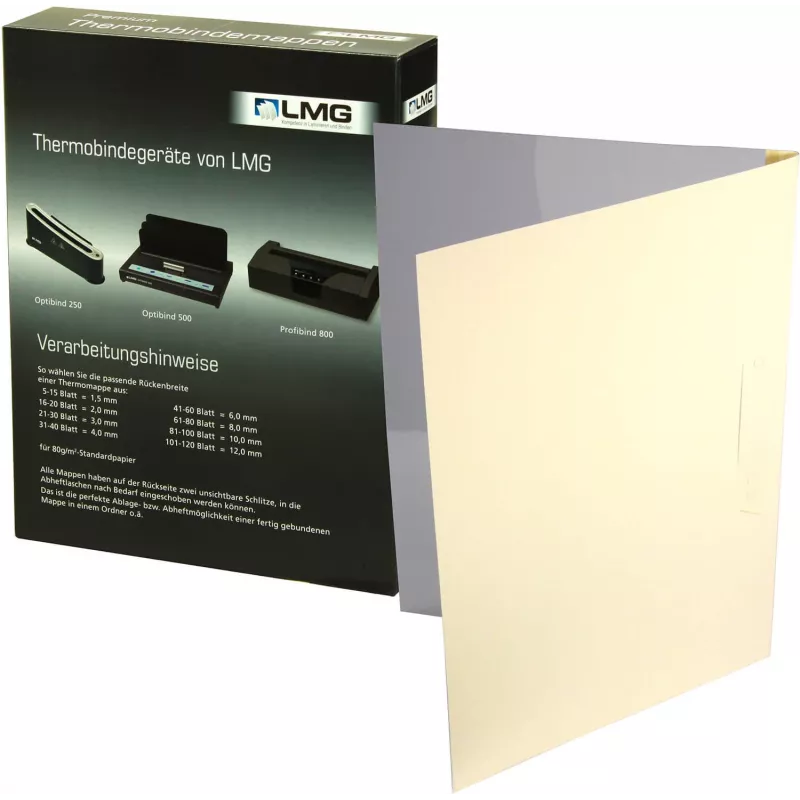 LMG lämpösidontakansiot A4 beige pellava 3 mm selkä 50 kpl:n pakkaus BMDLEM-BEIG-R3