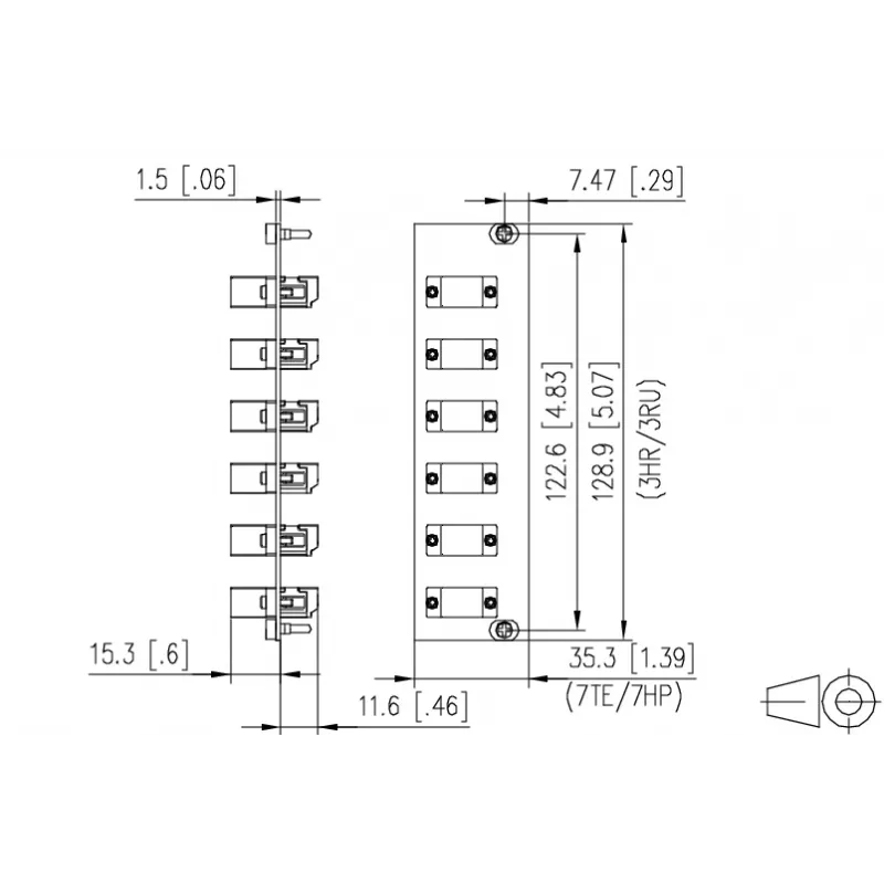 METZ BTR 15024A7406-E OpDAT REGpro etulevy 3HE 7TE 6xLC-D SM (keraaminen sininen)
