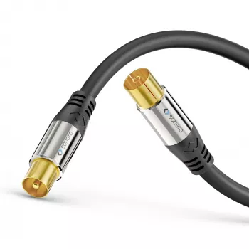PURELINK Sonero antennikaapeli 2m S-AC000-020 Premium, koaksiaalipistoke naarasliittimeen, 75 ohmia, kaksinkertaisesti suojattu, valkoinen