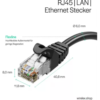 Flexline RJ45 patch-kaapeli, Cat. 7 S/FTP, PUR, musta, 25,0 m (FL31-39105)