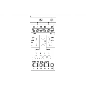 METZ BMT-F-DO4 BACnet MS/TP kenttälaite 4 relelähdöllä, 4 universaalilla tulolla, 2 analogialähdöllä, RS485, DIN-kiskoasennus, 24V AC/DC 110886132170