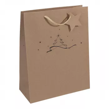 SIGEL lahjakassi joulukuusi, suuri, ruskea voimapaperi, 157 g/m², 1 kpl (GT037)