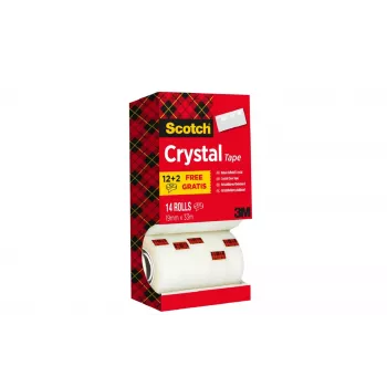 3M Scotch Crystal Clear teippi, 19 mm x 33 m, 14 rullaa (12 + 2 ilmaiseksi) 6-1933R14