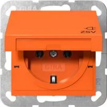 Gira SCHUKO-pistorasia kääntökannella, korotettu kosketussuoja, oranssi 4454109