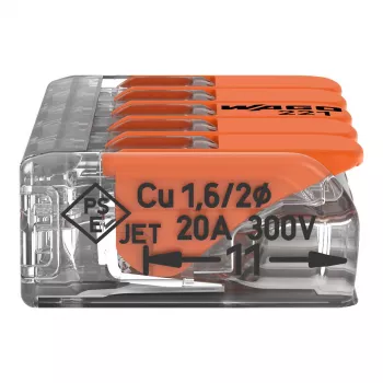 WAGO 221-415 COMPACT liitin 5-johdin 4 mm², 25 kpl:n pakkaus
