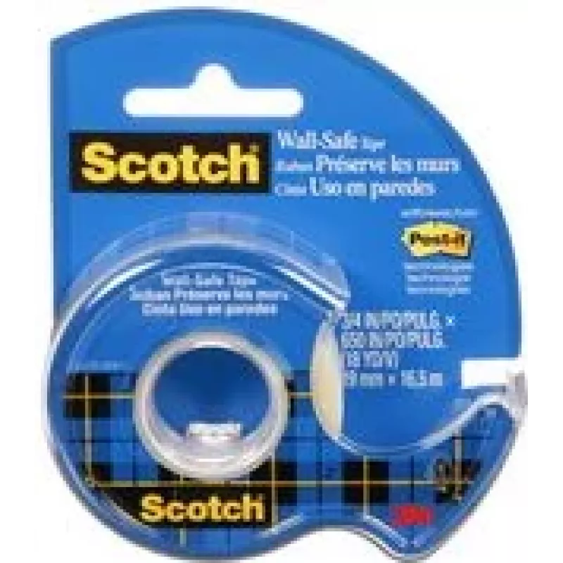 3M Scotch Wall-Safe teippi käsikelaimella, 19mm x 16,5m, läpinäkyvä, jäämättä irrotettava 183-EFDG