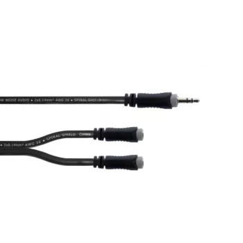Cordial 14883 3,5 mm stereo Y-adapterikaapeli, 1x plugi uros 2x plugi naaras, 0,3 m, musta