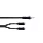 Cordial 14883 3,5 mm stereo Y-adapterikaapeli, 1x plugi uros 2x plugi naaras, 0,3 m, musta