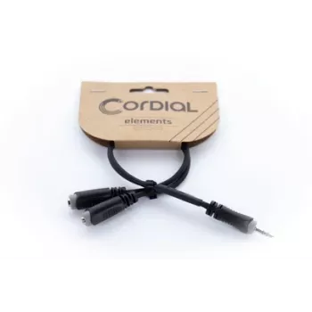 Cordial 14883 3,5 mm stereo Y-adapterikaapeli, 1x plugi uros 2x plugi naaras, 0,3 m, musta