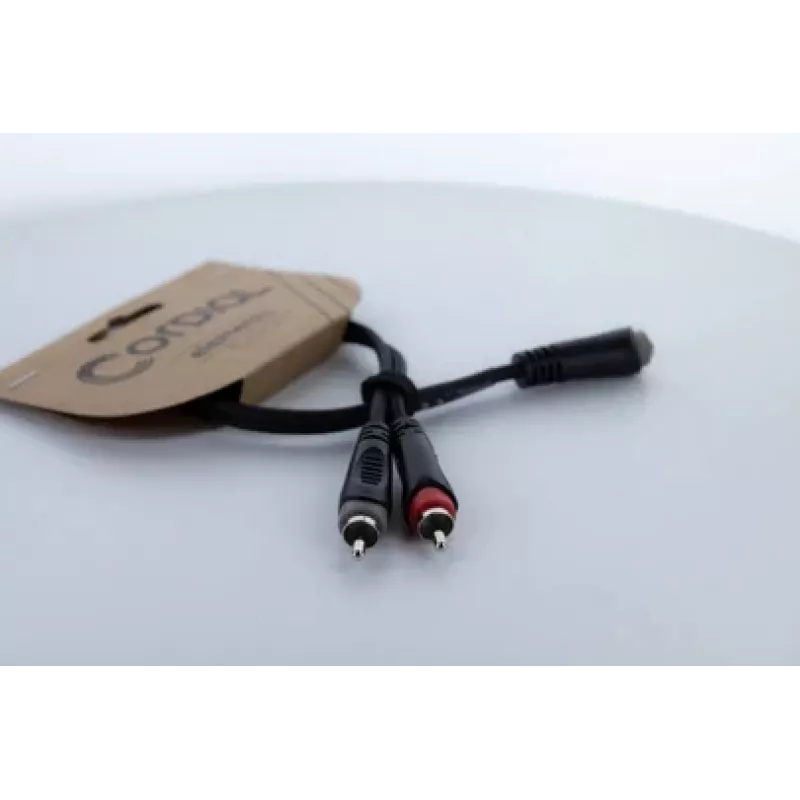 Cordial 14889 audio Y-adapterikaapeli 3,5mm stereo plugi naaras 2x RCA naaras 0,3m musta PVC kaksoskaapeli