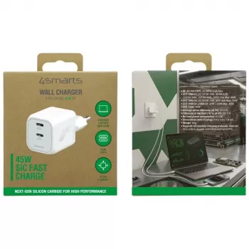 4smarts PDPlug SiC Dual 45W 2C valkoinen seinälaturi