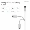 Flexline USB-lataus- ja synkronointikaapeli, USB-A - USB-C, 2.0, ABS, valkoinen, 0,5m (FL31-13040)