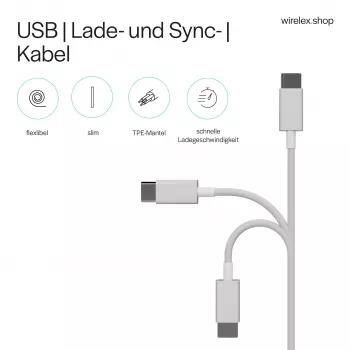 Flexline USB-lataus- ja synkronointikaapeli, USB-A - USB-C, 2.0, ABS, valkoinen, 0,5m (FL31-13040)
