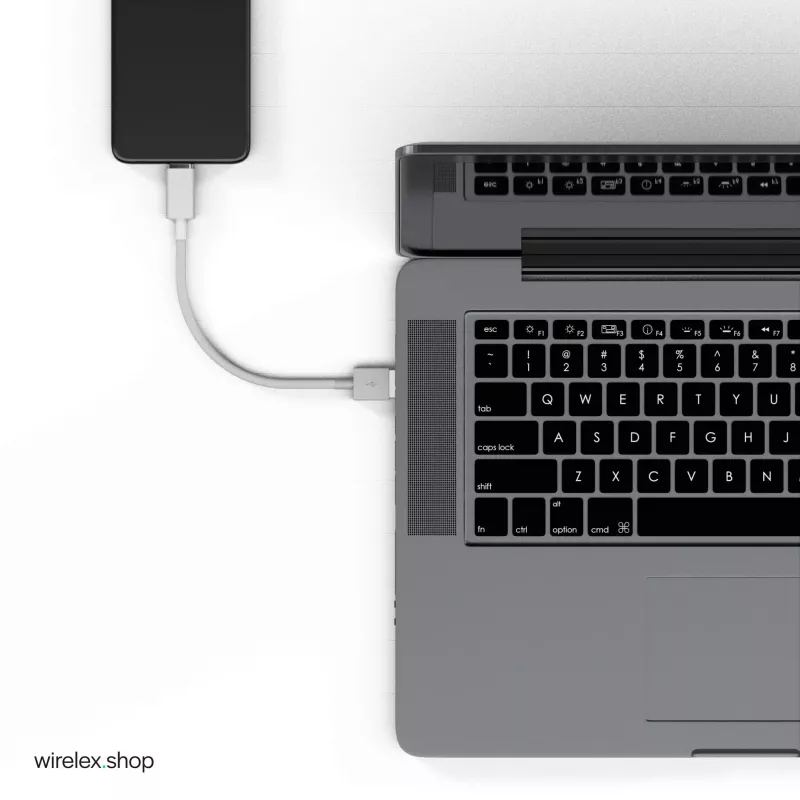 Flexline USB-lataus- ja synkronointikaapeli, USB-A - USB-C, 2.0, ABS, valkoinen, 0,5m (FL31-13040)