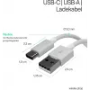 FLEXLINE FL31-13043 USB-A - USB-C lataus- ja synkronointikaapeli, 2.0, ABS, valkoinen, 2m