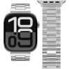 VONMÄHLEN Link ranneke 2 Apple Watch 44/45/46/49mm, ruostumaton teräs, hopea