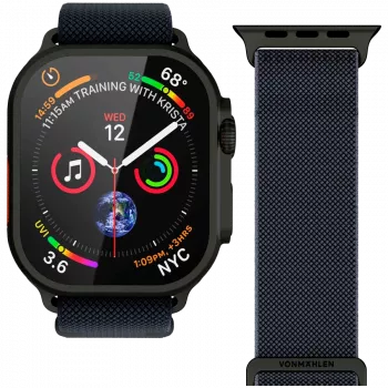 VONMÄHLEN Classic Nylon Loop Apple Watch 40/41/42 mm, One Size, Navy Black