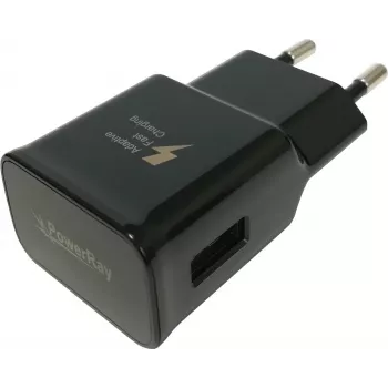 PowerRay PR-TA20EBE EU 2-napainen USB-seinälaturi, 5V/2A, musta, Bulk