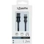 PowerRay USB-C–USB-A data- ja latauskaapeli, 1,2 m, tekstiili musta PR-DCUC120TBK