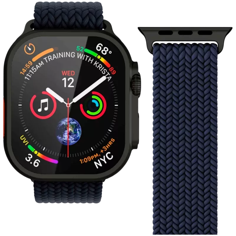 VONMÄHLEN Woven Loop 44/45/46/49mm Apple Watch, navy black