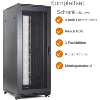 IT-BUDGET 19 tuuman palvelinräkki SRK täysi sarja 42U 800x1000 mm Flatpack musta