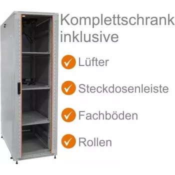 IT-BUDGET 19 tuuman verkkokaappi SRK täyspaketti 38U 600x800 mm lasi-/teräsovi vaaleanharmaa 99ITB19SRK3868GGM