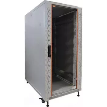 IT-BUDGET 19 tuuman palvelinkaappi SRK - 27U - 600x1000 mm - lasi-/teräsovi - esikoottu - vaaleanharmaa 99ITB19SRK27610GGNM