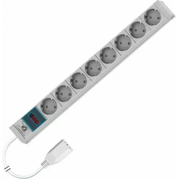 Liebernetz 19 tuuman 1U rack-mittaus-PDU, 8x Schuko CEE 7/3 pistorasiaa, C14-tulo, 3m kaapeli, vaaleanharmaa (90LNSDL20SC083)