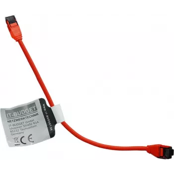 IT-BUDGET Cat.8.1 Slim Ethernet patch-kaapeli, S/FTP, 40 Gbps, 2000 MHz, LSZH, PoE+, punainen, 0,5 m 90ITBSLIM81PK050R