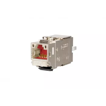METZ CONNECT C6Amodul K 180° 25G Keystone-liitin, suojattu, Cat.6A, 25 Gigabit Ethernet, työkaluton IDC, sinkkipainevalu, GHMT-sertifioitu 130B21-25-E