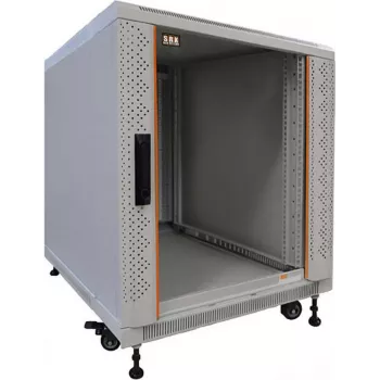 IT-BUDGET 19 tuuman verkkokaappi SRK 12U 600x800 mm vaaleanharmaa Flatpack lasi-/teräsovilla