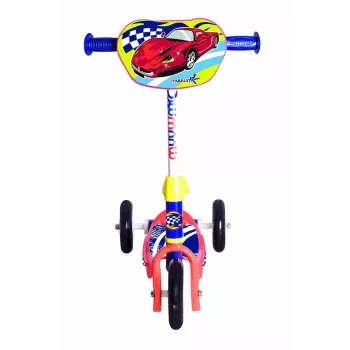 MUUWMI AU 506 KiddyScooter Racing 3-pyöräinen potkulauta lapsille 3-vuotiaasta, sininen/punainen, LED-valaistut etupyörät, säädettävä ohjaustanko 58-68 cm, enintään 20 kg