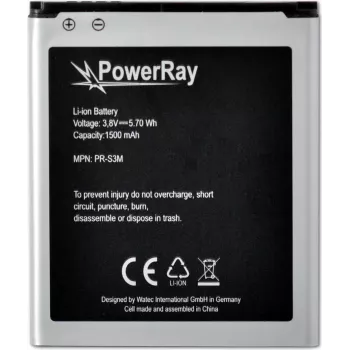 PowerRay akku PR-S3M Samsung Galaxy S3 Mini -puhelimeen, 1500 mAh, Bulk