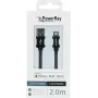 PowerRay PR-DCUL200TBK MFi-sertifioitu USB-A - Lightning punottu kaapeli, 2 m, musta