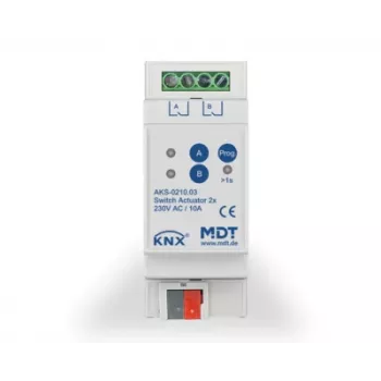 MDT KNX kytkinaktuatori 2-kertainen, 2TE REG, 10A, 230V AC AKS-0210.03