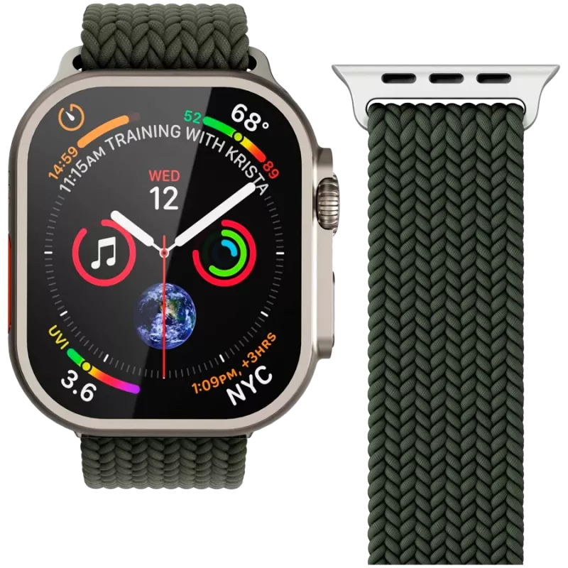 VONMÄHLEN kudottu Loop Apple Watch 40/41/42mm, oliivi