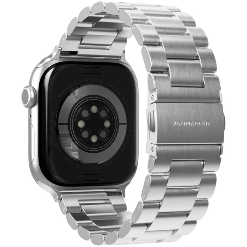 VONMÄHLEN Link ranneke 2 Apple Watch 40/41/42mm, ruostumaton teräs, hopea