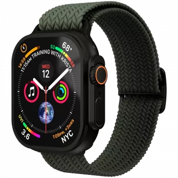 VONMÄHLEN Woven Loop Apple Watch 40/41/42mm, oliivi musta