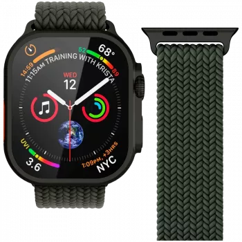 VONMÄHLEN Woven Loop Apple Watch 40/41/42mm, oliivi musta