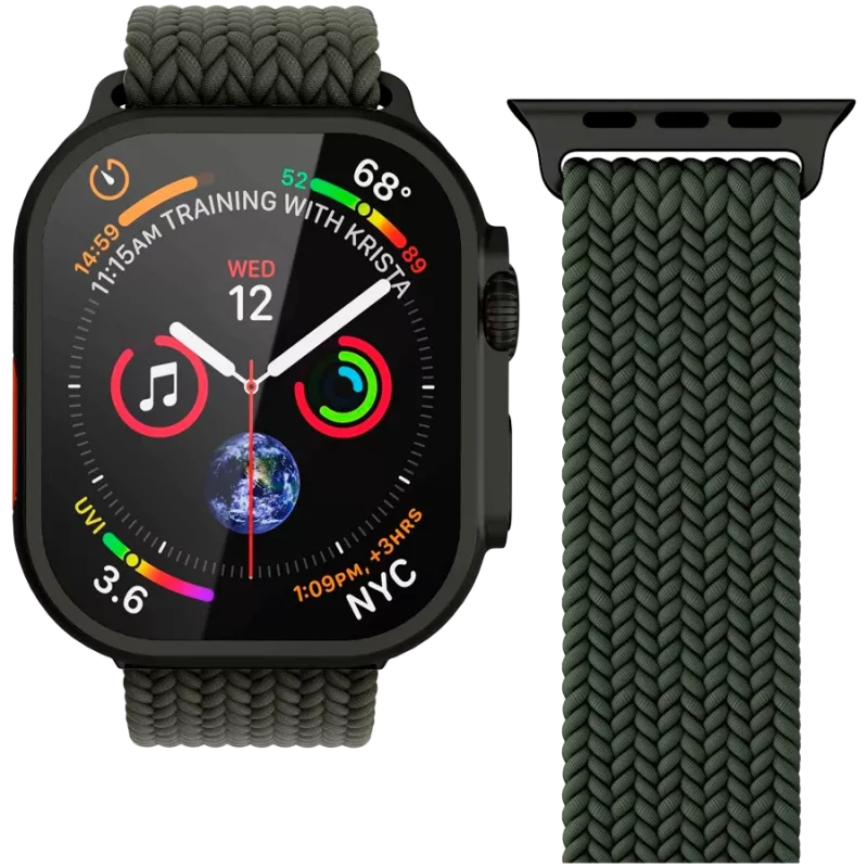 VONMÄHLEN Woven Loop Apple Watch 40/41/42mm, oliivi musta