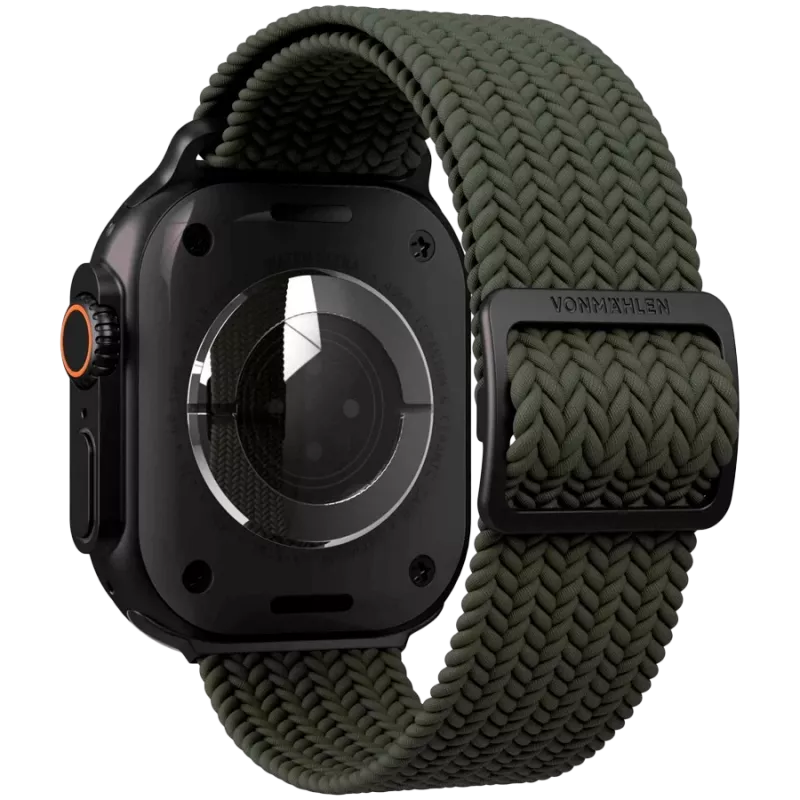VONMÄHLEN Woven Loop Apple Watch 40/41/42mm, oliivi musta