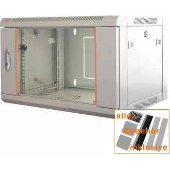 IT-BUDGET 19-verkkokaappi SWA - 4U - 570 x 450 mm - lasiovi - irrotettavat sivupaneelit - seinä-/lattia-asennus - tarvikesarja - vaaleanharmaa (90ITB19WS4645GG)