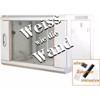 IT-BUDGET 19 tuuman verkkokaappi SWA - 4U - LxS 570x450 mm - lasiovi - irrotettavat sivupaneelit - seinä- ja lattia-asennus - tarvikesarja - puhtaanvalkoinen (90ITB19WS4645GW)