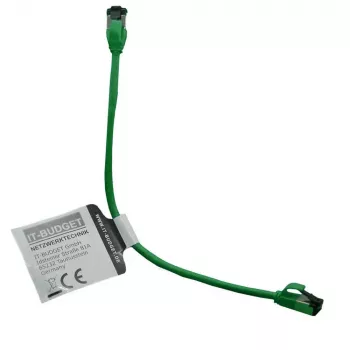 IT-BUDGET Cat.8.1 Slim patchkaapeli, S/FTP, 40 Gbps, 2000 MHz, vihreä, 0,15 m 90ITBSLIM81PK015GR