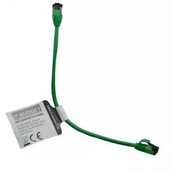 IT-BUDGET Cat.8.1 Slim patchkaapeli, S/FTP, 40 Gbps, 2000 MHz, vihreä, 0,15 m 90ITBSLIM81PK015GR
