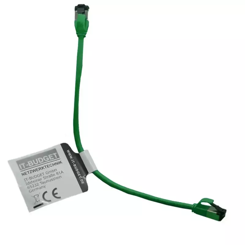 IT-BUDGET Cat.8.1 Slim patchkaapeli, S/FTP, 40 Gbps, 2000 MHz, vihreä, 0,15 m 90ITBSLIM81PK015GR