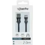 PowerRay datakaapeli PR-DCUC200TBK, USB-A - USB-C, 2,0 m, tekstiili musta, blisteri