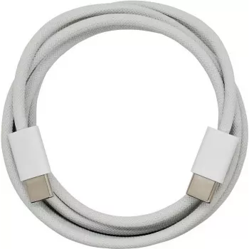 PowerRay USB-C - USB-C -datakaapeli ja latauskaapeli, 60W PD, nailonpunos, 1m, valkoinen, Bulk 4260357351156
